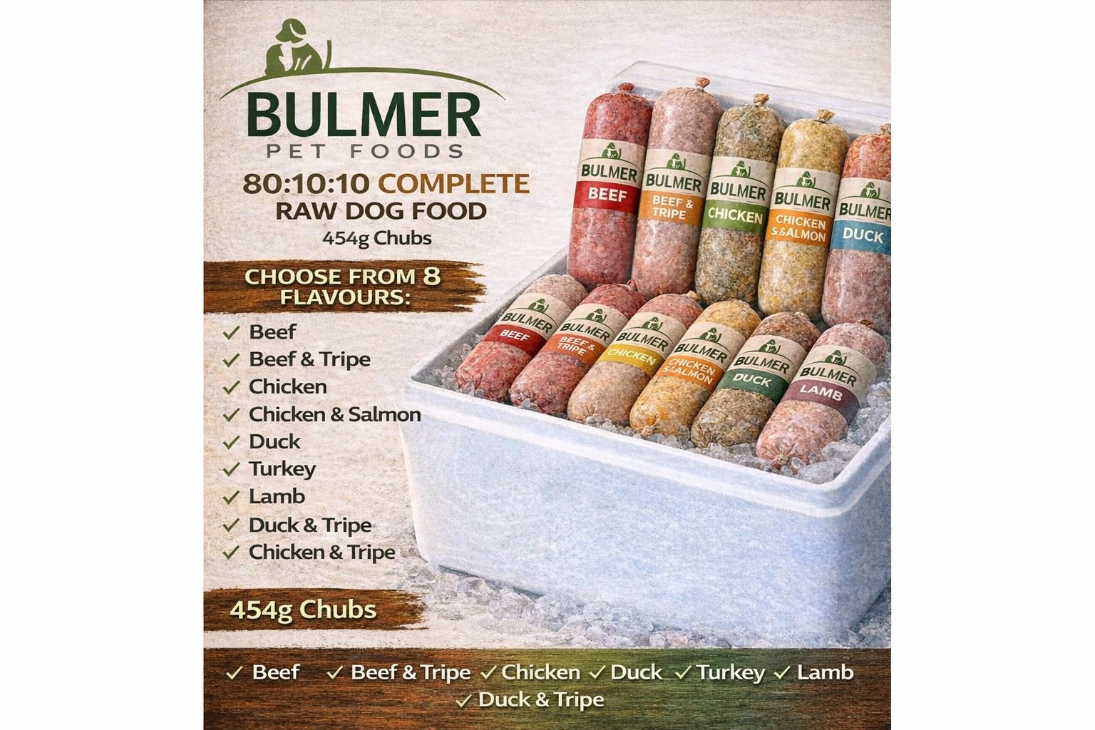bulmer raw dog food 455g chubs bulmer raw dog food 455g chubs